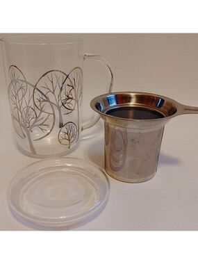 BEAUTIFUL Davids Tea Glass Nordic Mug with Lid and Strainer Davids Tea L…